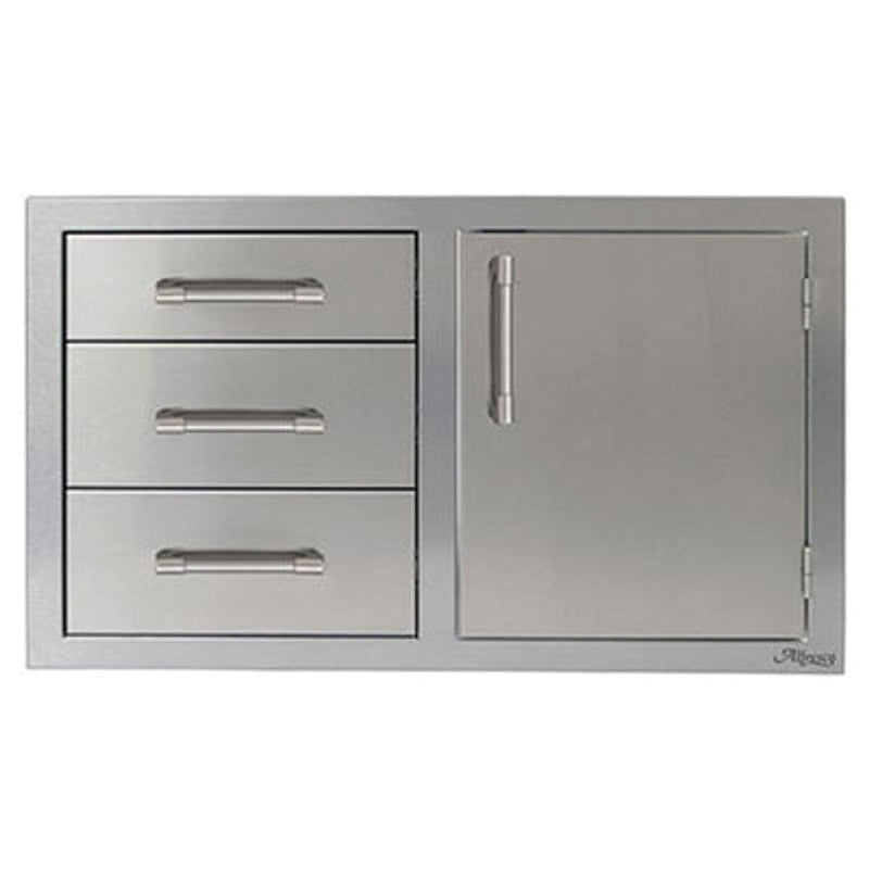 Alfresco 32" Single Door, Triple Drawers, Hinge Right - AXE-DDC-R-SC