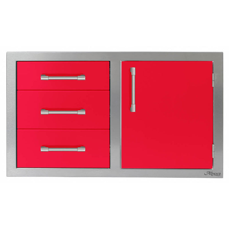 Alfresco 32" Single Door, Triple Drawers, Hinge Right - AXE-DDC-R-SC