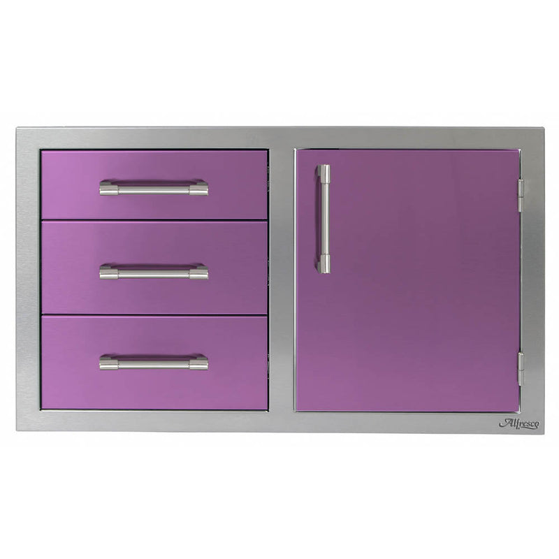 Alfresco 32" Single Door, Triple Drawers, Hinge Right - AXE-DDC-R-SC