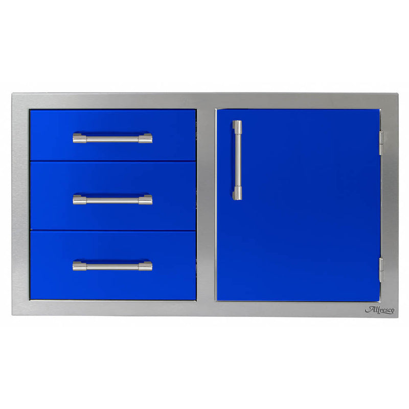 Alfresco 32" Single Door, Triple Drawers, Hinge Right - AXE-DDC-R-SC